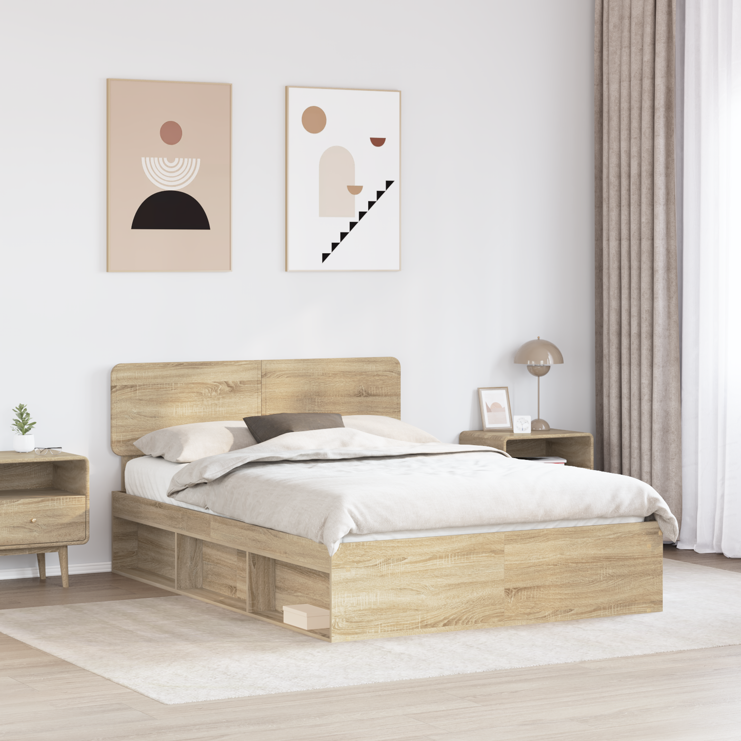 Bed Frame with Headboard Sonoma 160 x 200 cm Solid Pine Wood