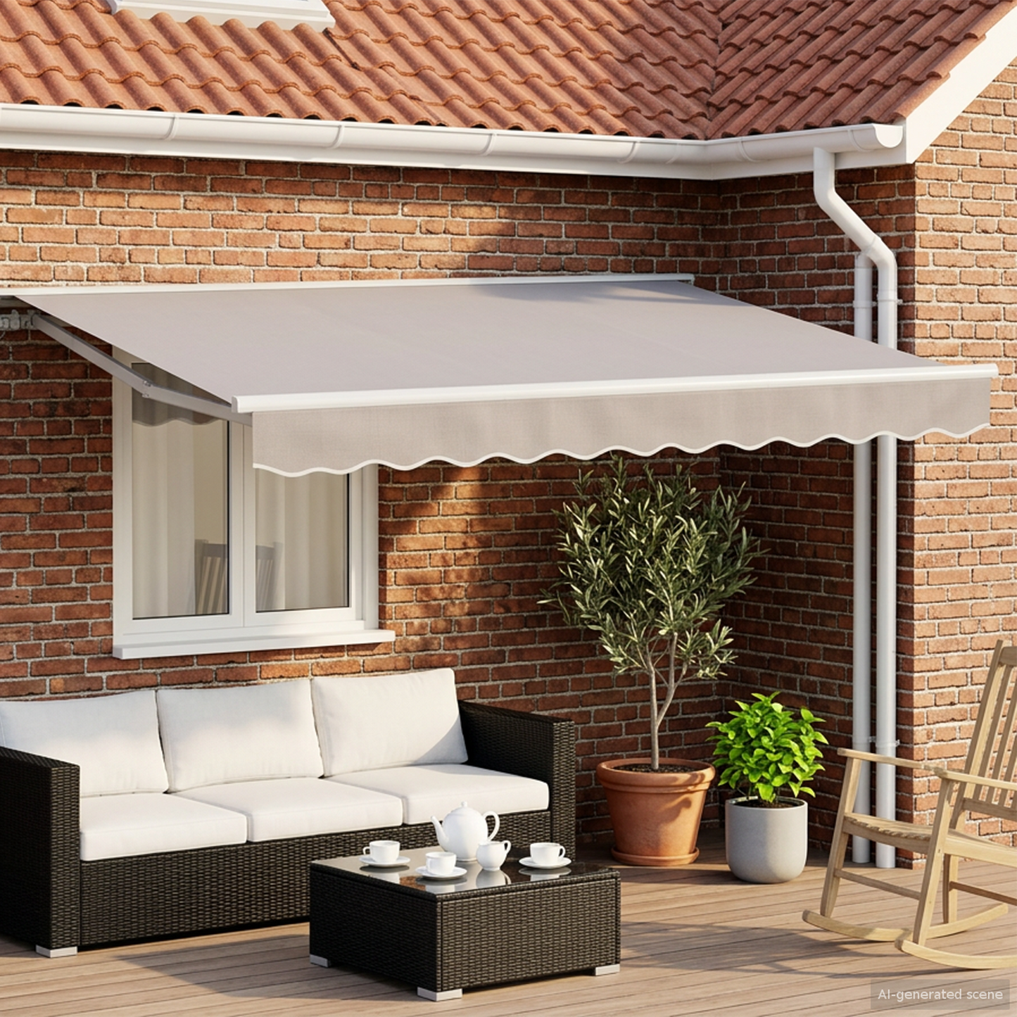 Electric Retractable Awning Frame White 3.5 x 2 m Steel