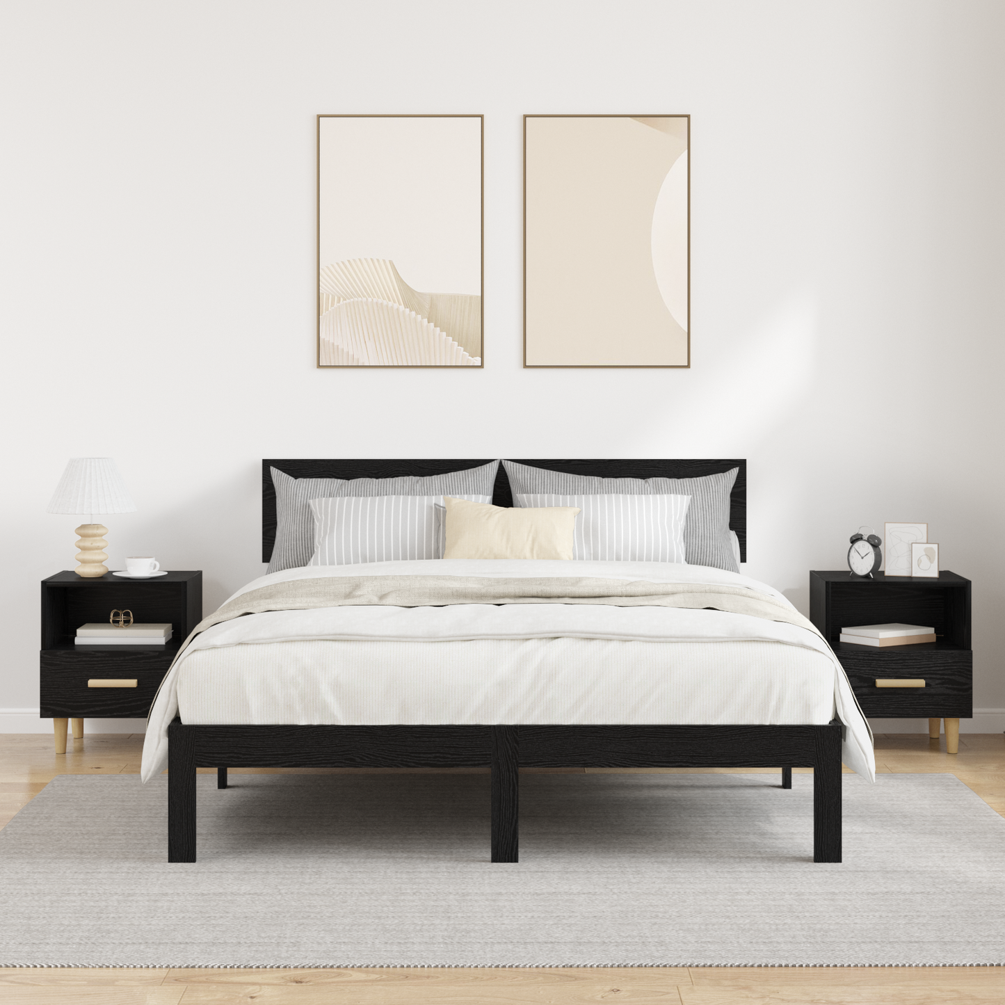 Bedside Cabinet 2 pcs Black Oak 40 x 35 x 47 cm Engineered Wood