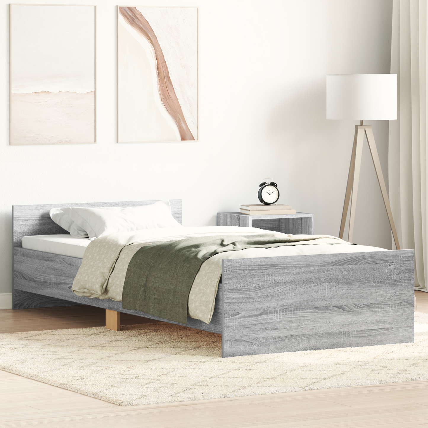 Bed Frame with Headboard Grey Sonoma 80 x 200 cm