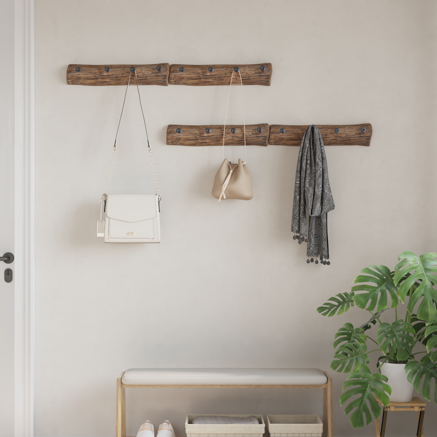 Hanger Brown 50 x 8 x 12 cm Solid Reclaim Wood