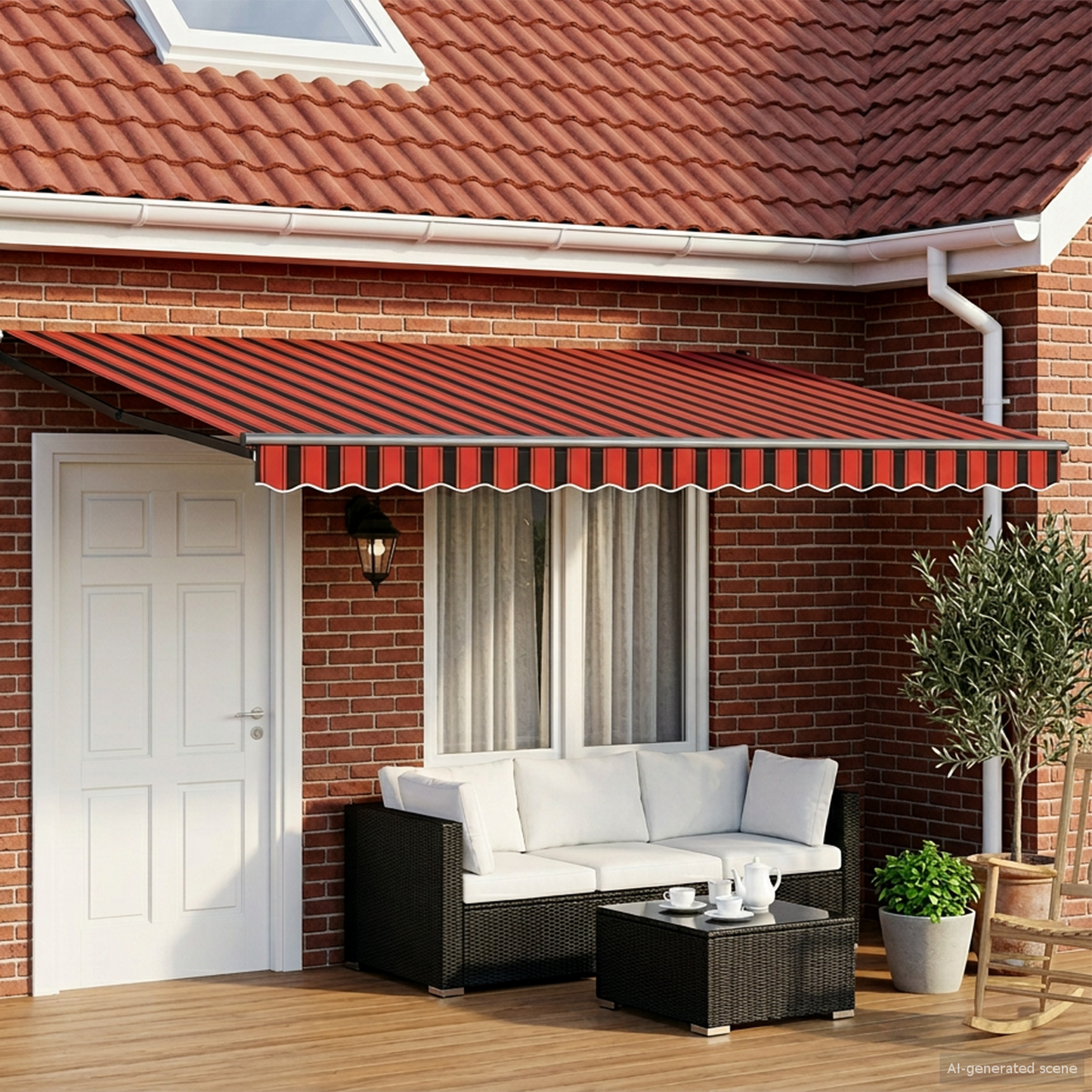 Manual Retractable Awning with LEDs 5 x 3 m