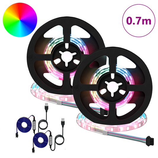 LED Strip 2 pcs Black and Transparent Copper and Plastic