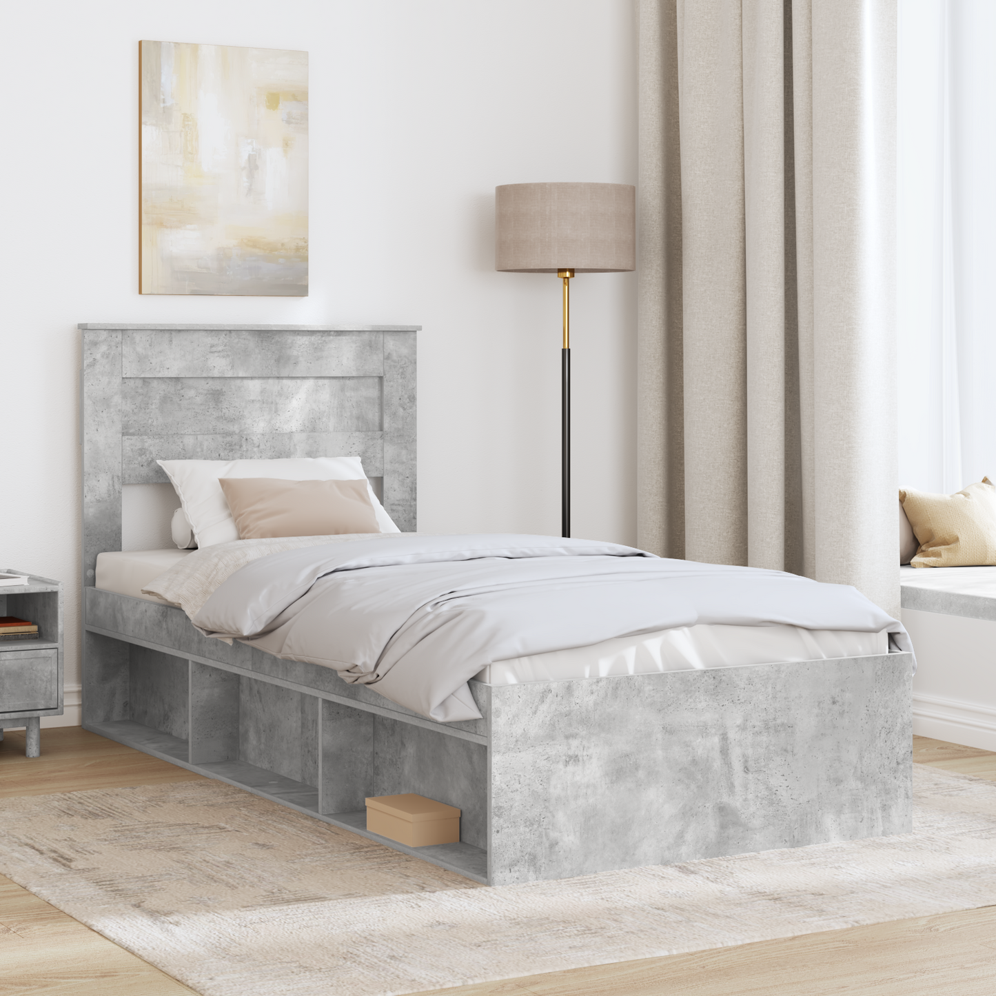 Bed Frame Concerte Grey 90 x 190 cm Solid Pine Wood