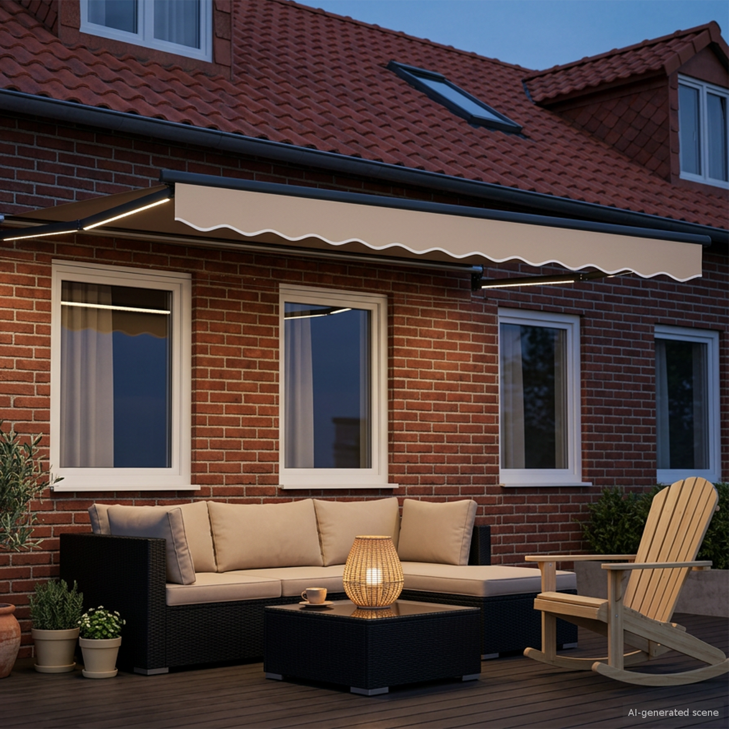 Manual Retractable Awning with LEDs 3.5 x 2.5 m