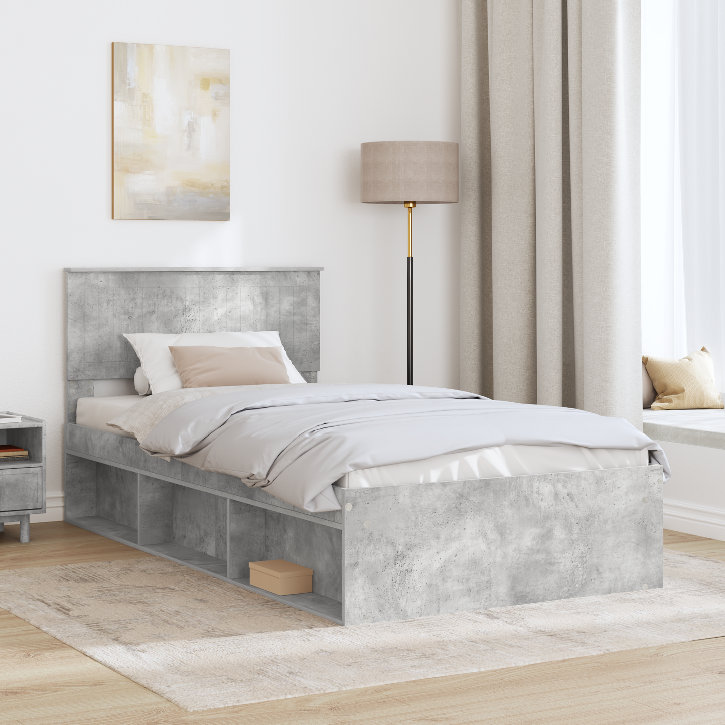 Bed Frame Concerte Grey 100 x 200 cm Solid Pine Wood