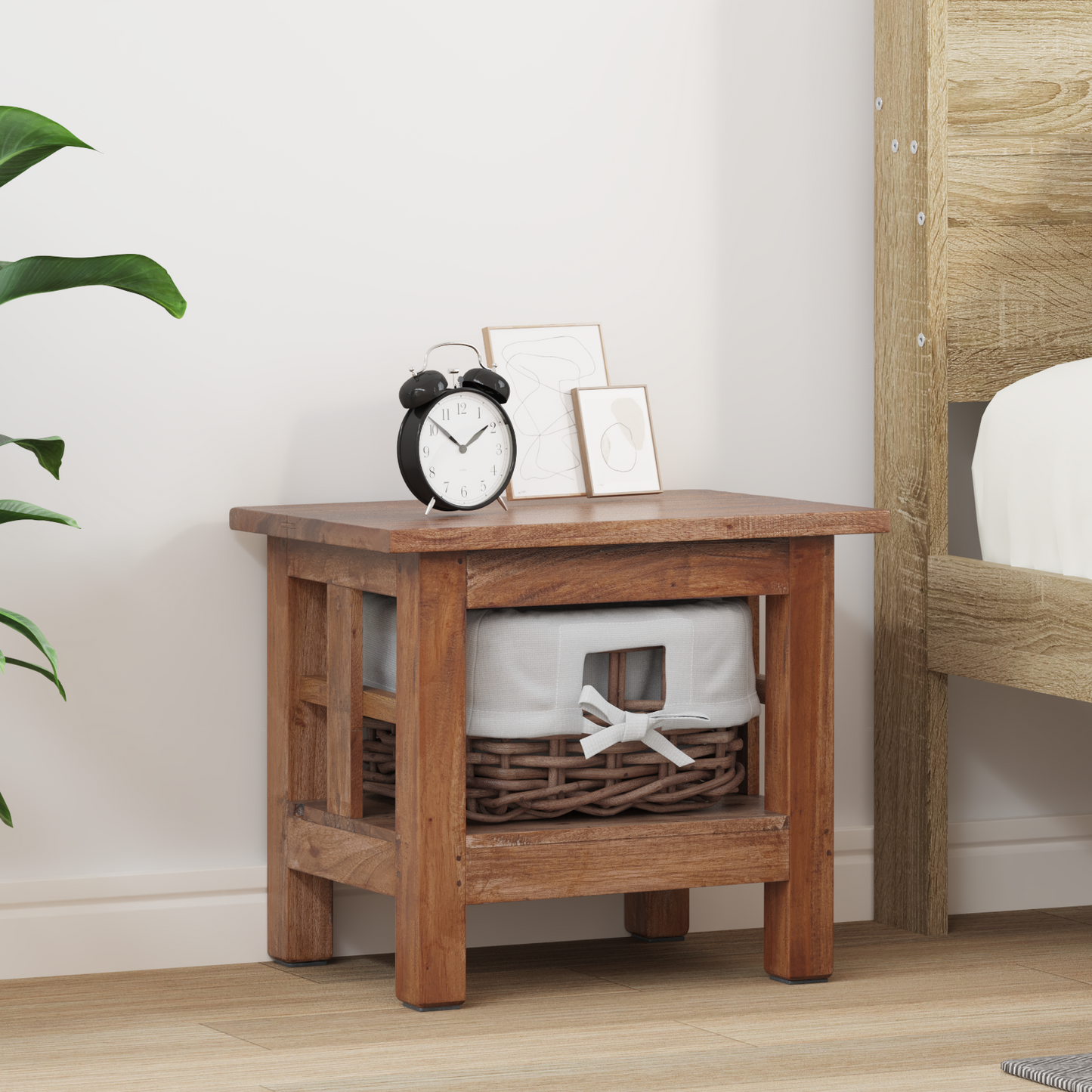 Side Table Brown 38 x 28 x 35 cm Solid Mahogany wood