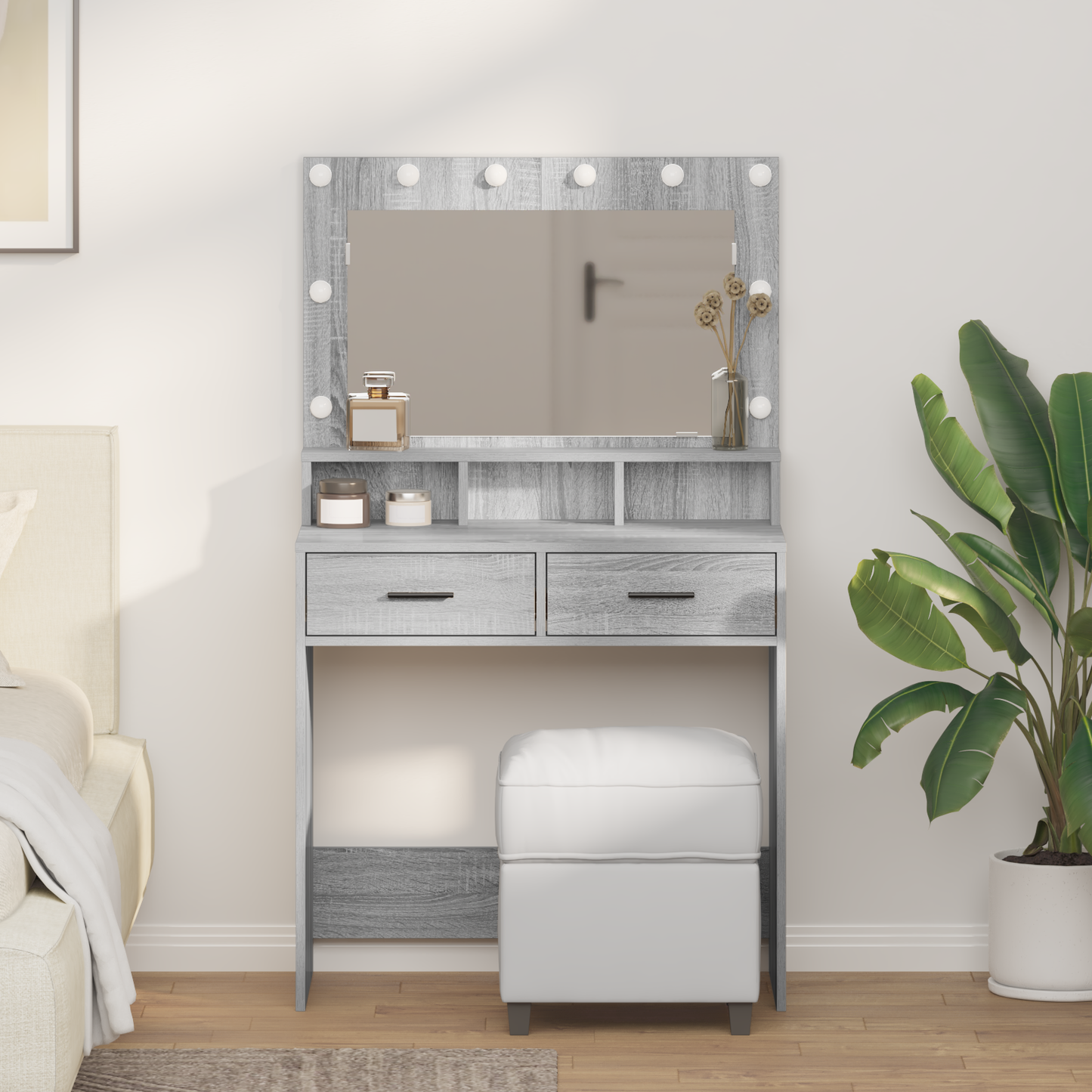 Dressing Table Grey Sonoma 79 x 41 x 135 cm Engineered Wood