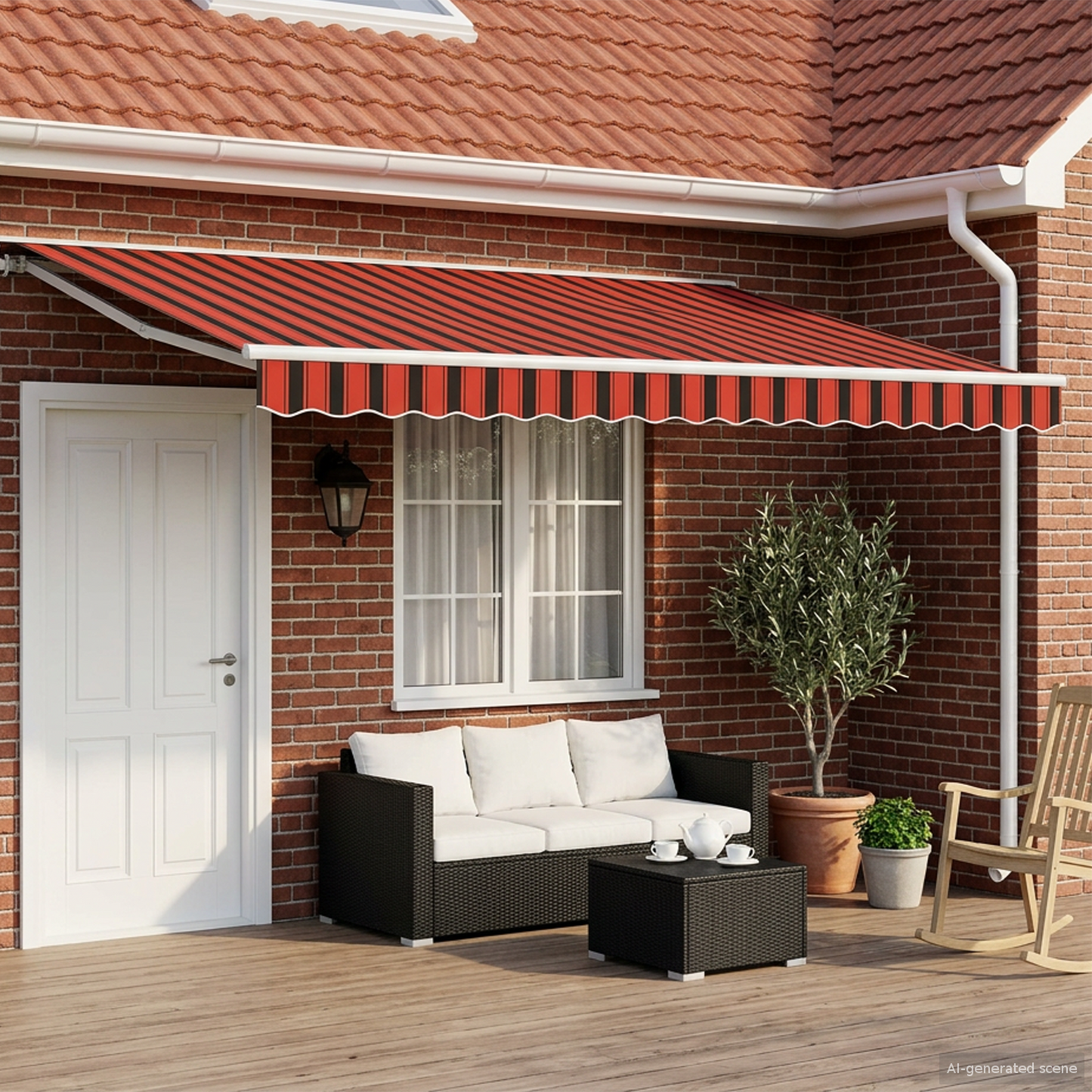 Electric Retractable Awning Orange, Black and White 5 x 3 m