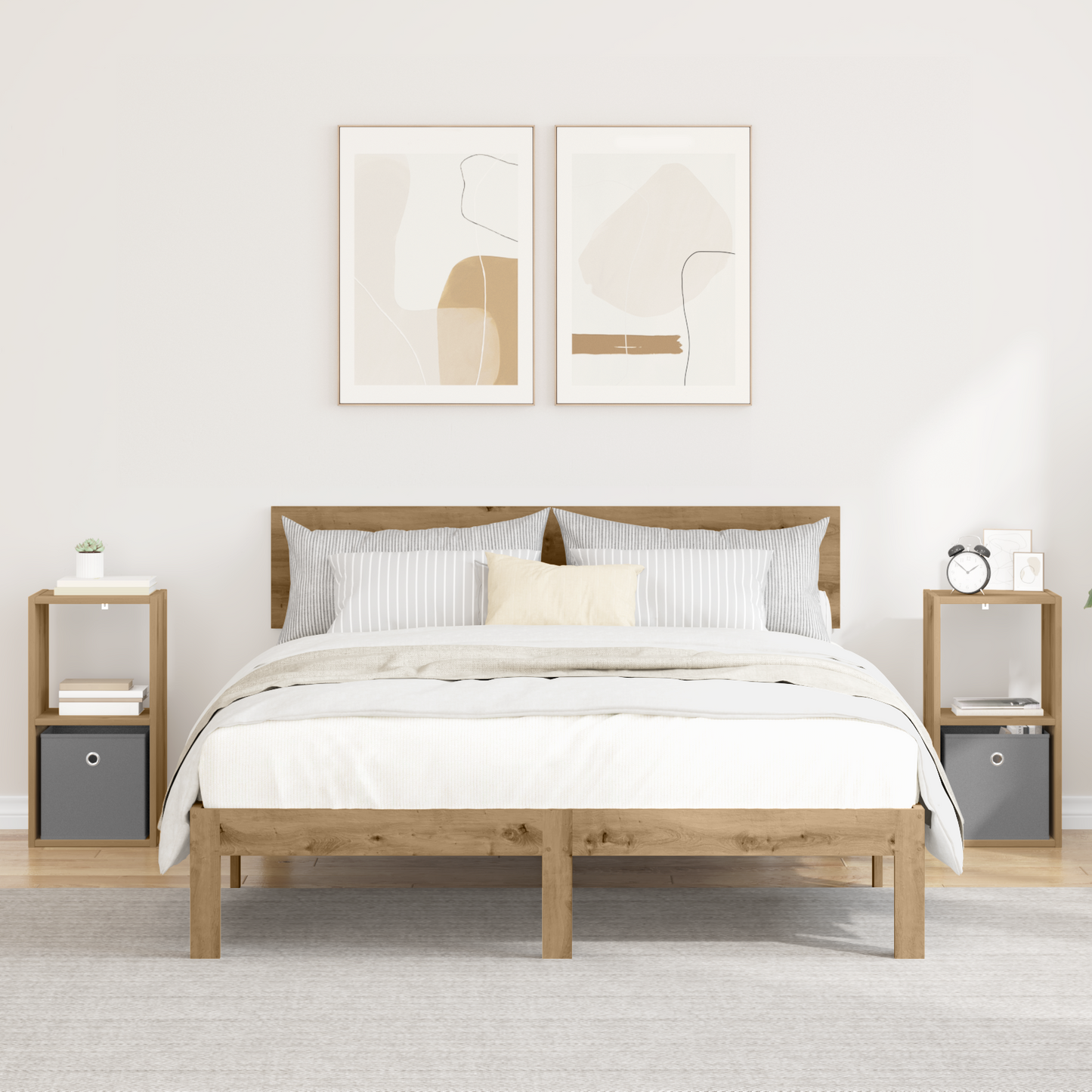 Bedside Table with Drawer 2 pcs Artisan Oak 30.5 x 27 x 59.5 cm