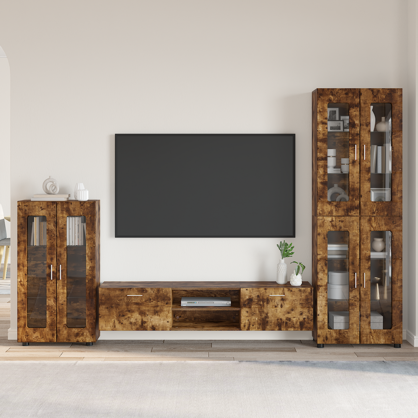 TV Cabinet Set FLORIN 3 pcs Smoked Oak Engineered Wood