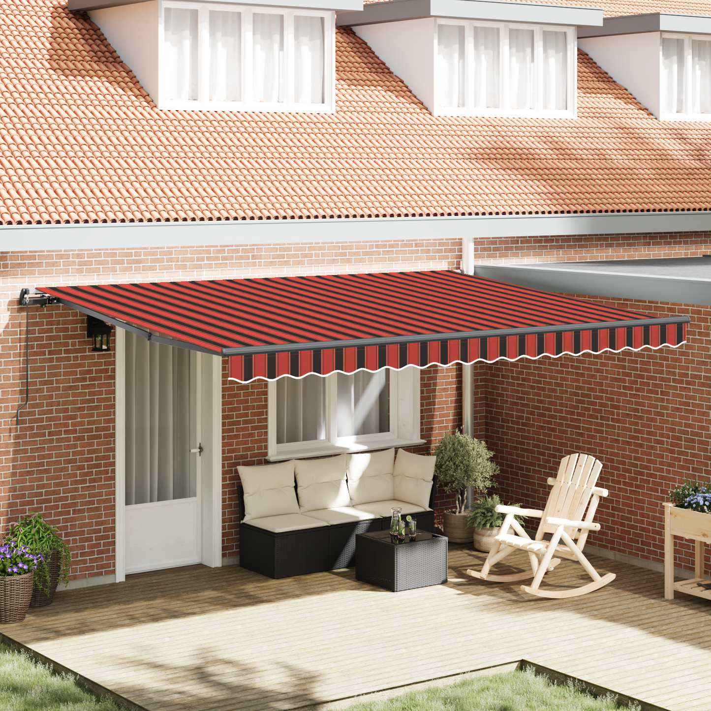 Retractable Awning Orange and brown 450 x 350 cm
