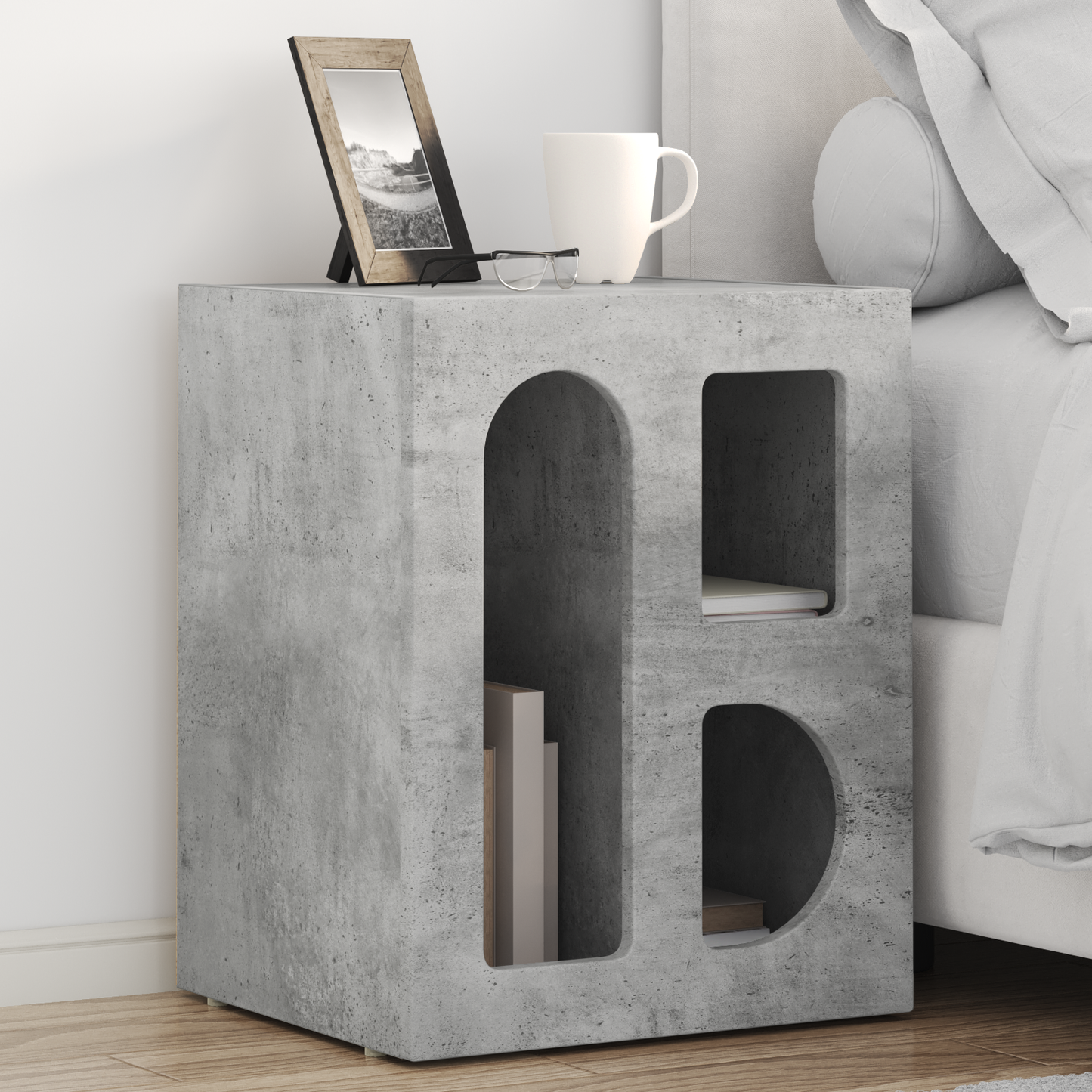Bedside Table ELST 2 pcs Concrete Grey 40 x 35 x 50 cm