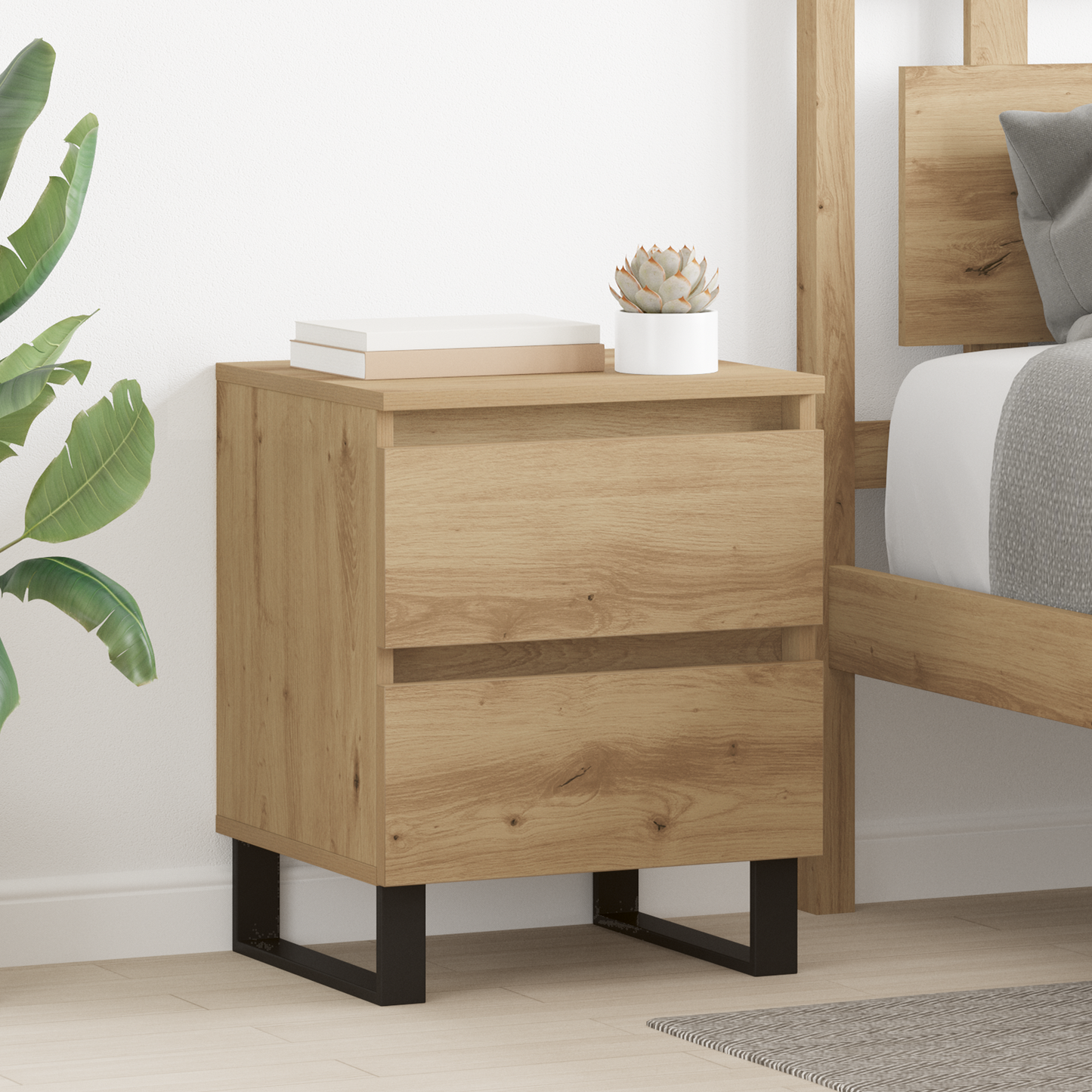 Bedside Cabinet with Drawer 2 pcs Artisan Oak 40 x 35 x 50 cm