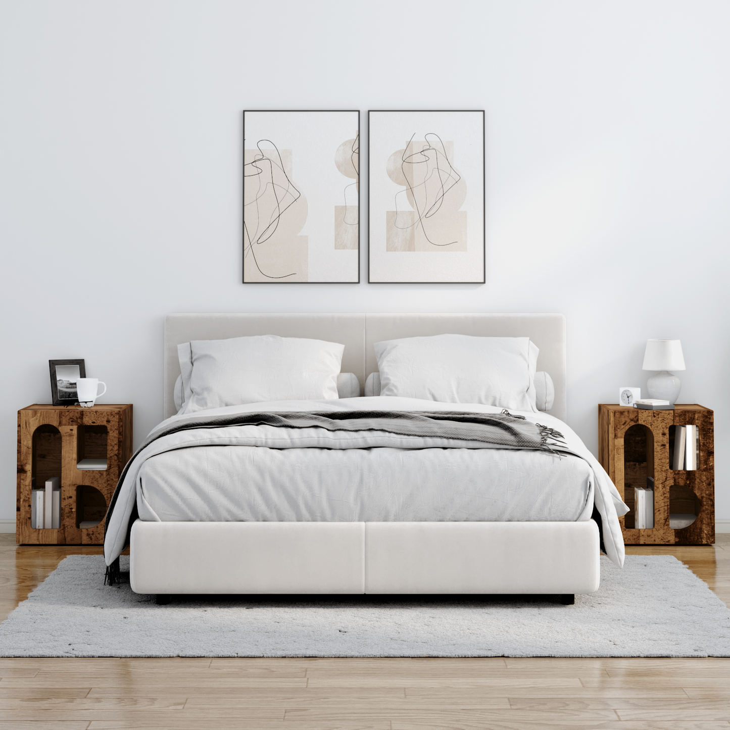 Bedside Table ELST 2 pcs Old Wood 40 x 35 x 50 cm