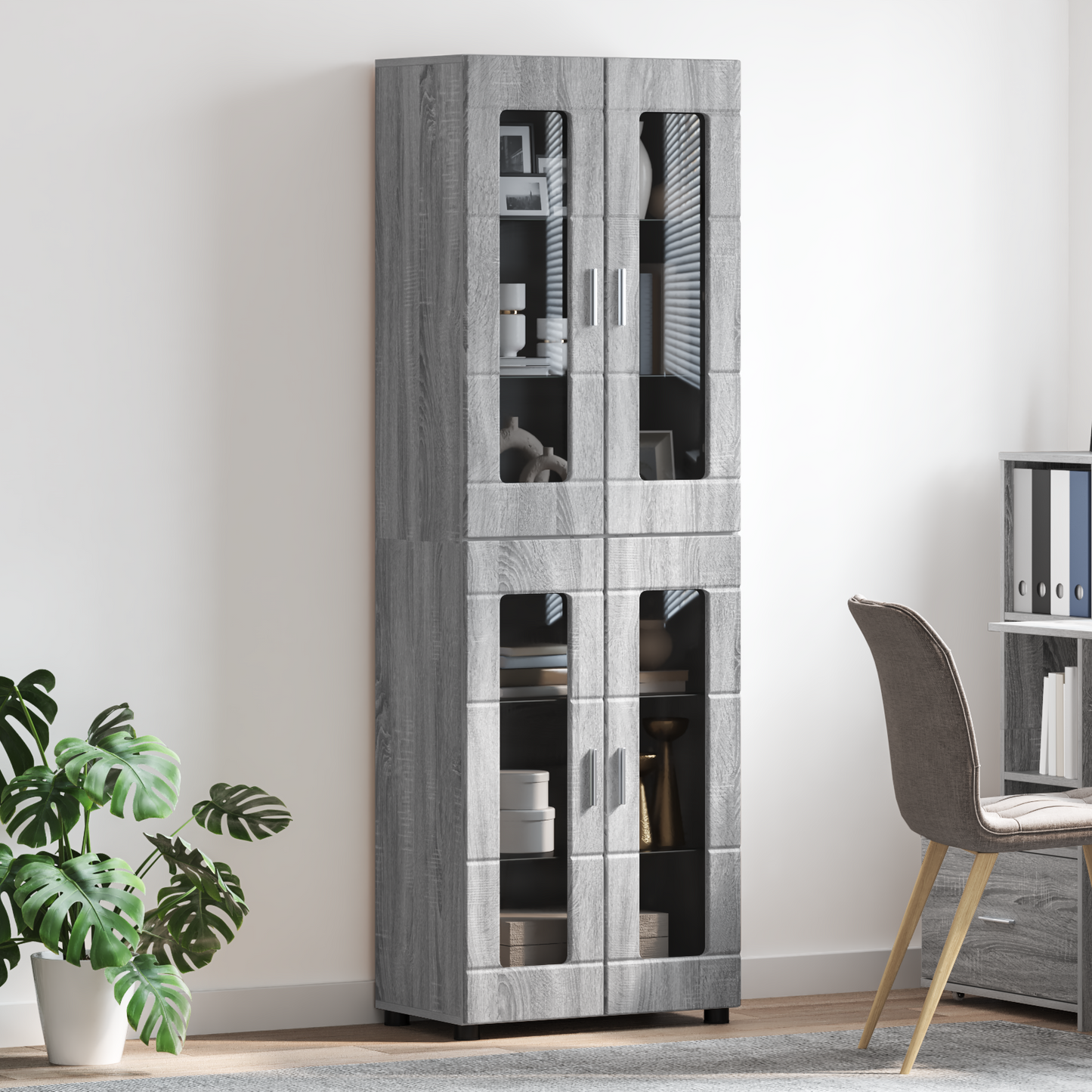 Highboard FLORIN Grey Sonoma 60 x 35 x 182 cm Engineered Wood