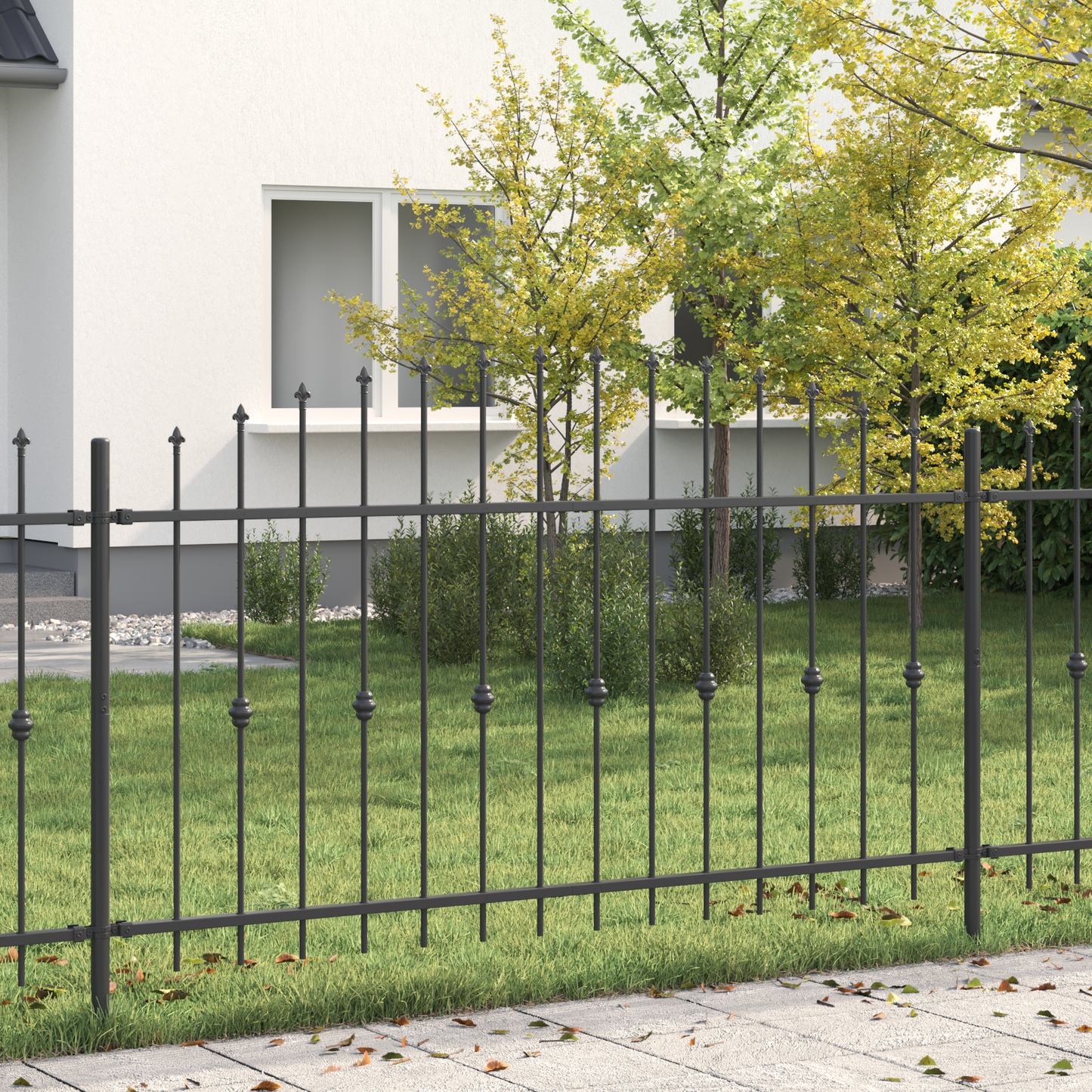 Spike Fence Asten Black 200 x 150 cm Powder-Coated Steel