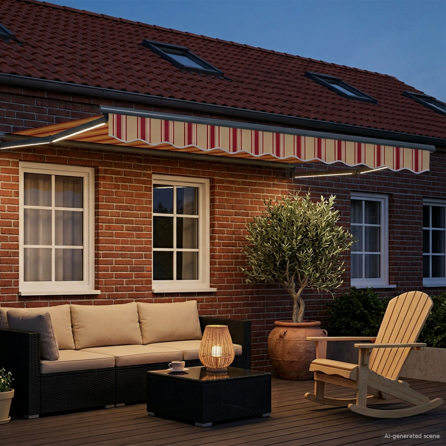 Manual Retractable Awning with LEDs Multicolour 3.5 x 2 m
