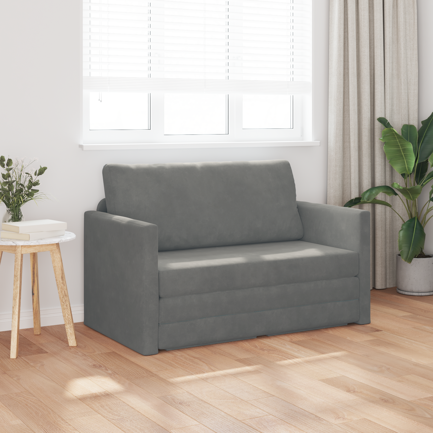 Folding Sofa Bed Dark Grey 124 x 71 x 78 cm Velvet