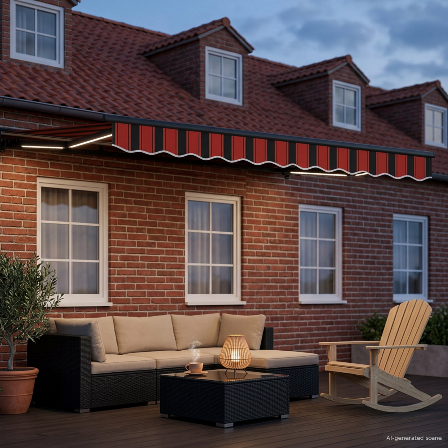 Manual Awning Frame with LEDs 3.5 x 2.5 m