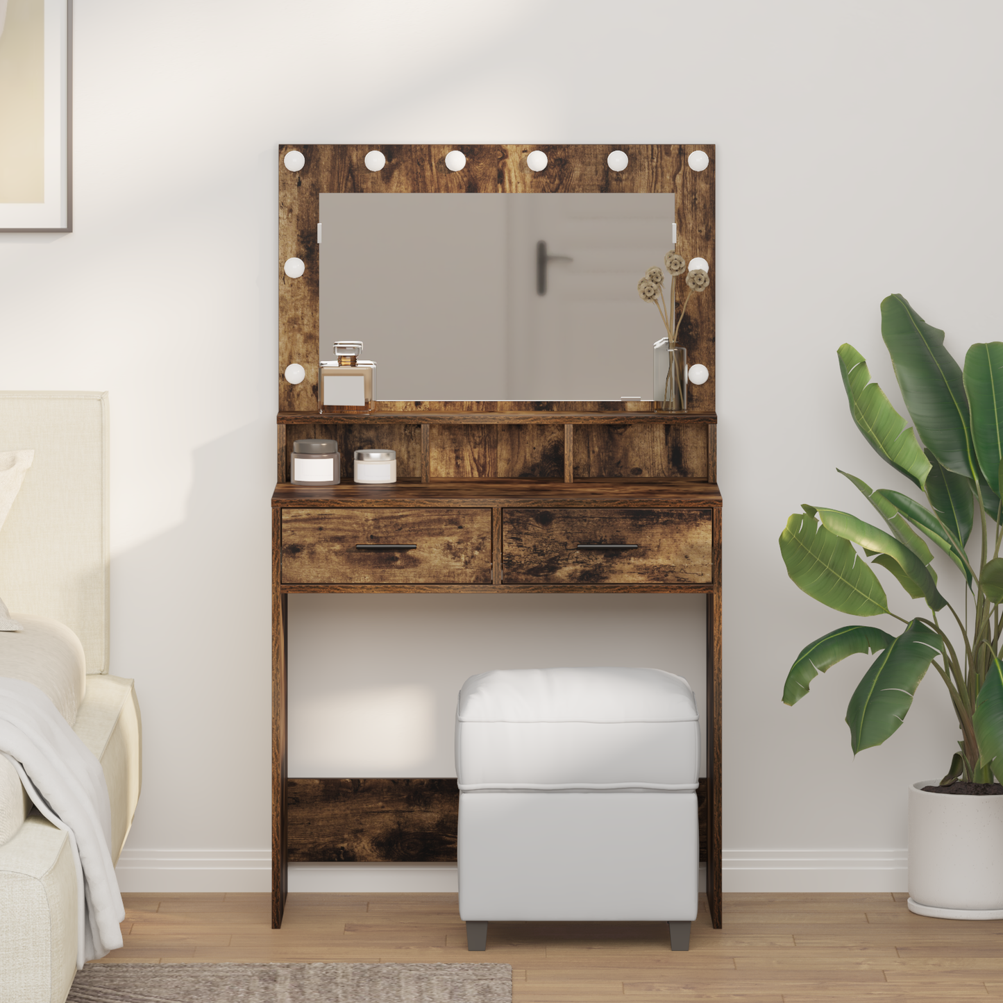 Dressing Table Smoked Oak 79 x 41 x 135 cm Engineered Wood