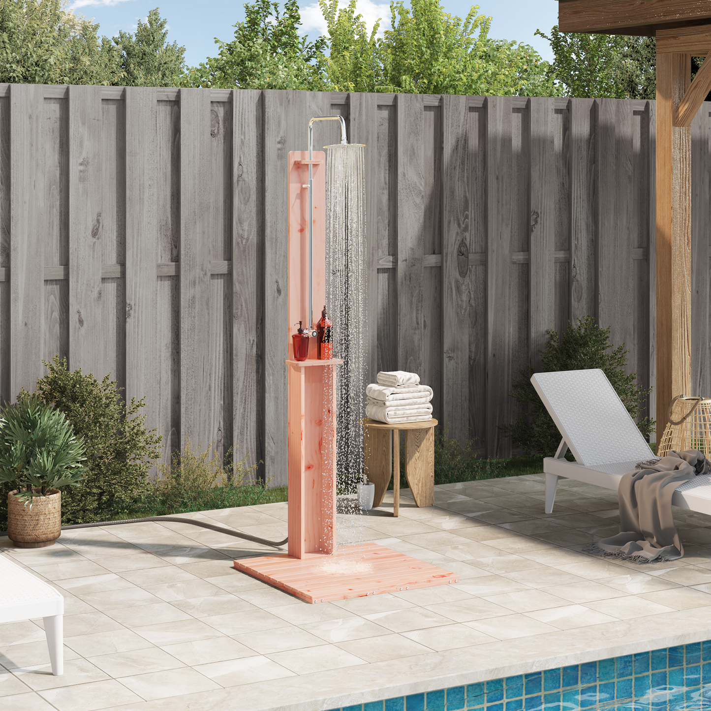 Outdoor Shower 206 cm Solid Douglas Wood and Stainless Steel