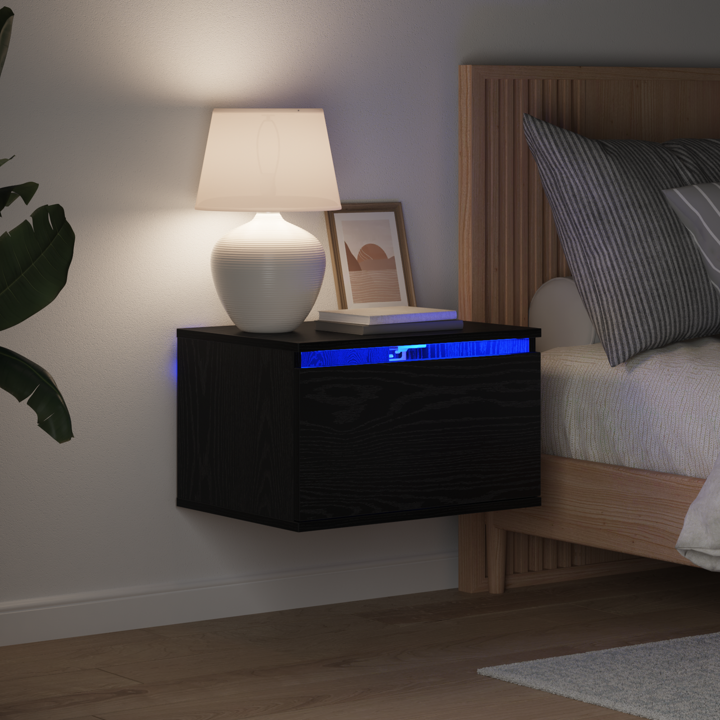 Wall-mounted Bedside Cabinet 2 pcs Black Oak 50 x 36 x 30 cm