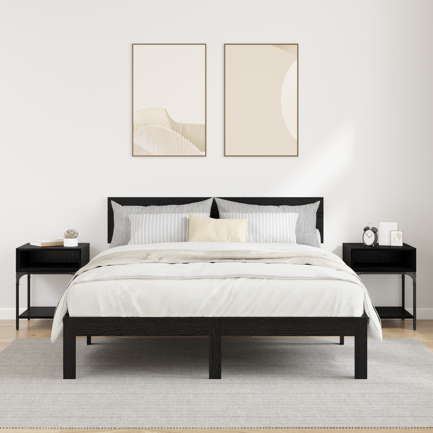 Bedside Table 2 pcs Black Oak 40 x 40 x 50 cm Engineered Wood
