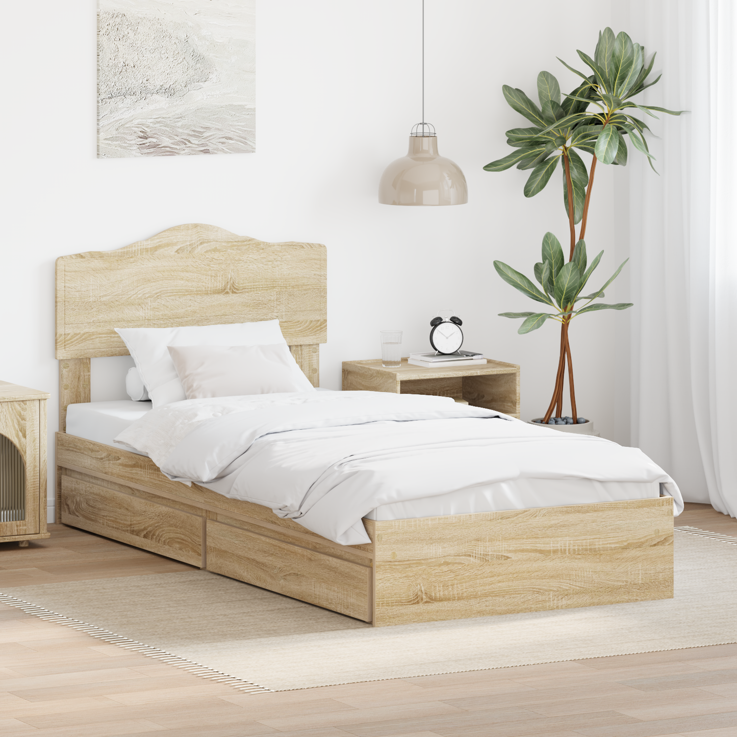 Storage Bed with Drawer Sonoma Oak 70 x 190 cm Engineered Wood