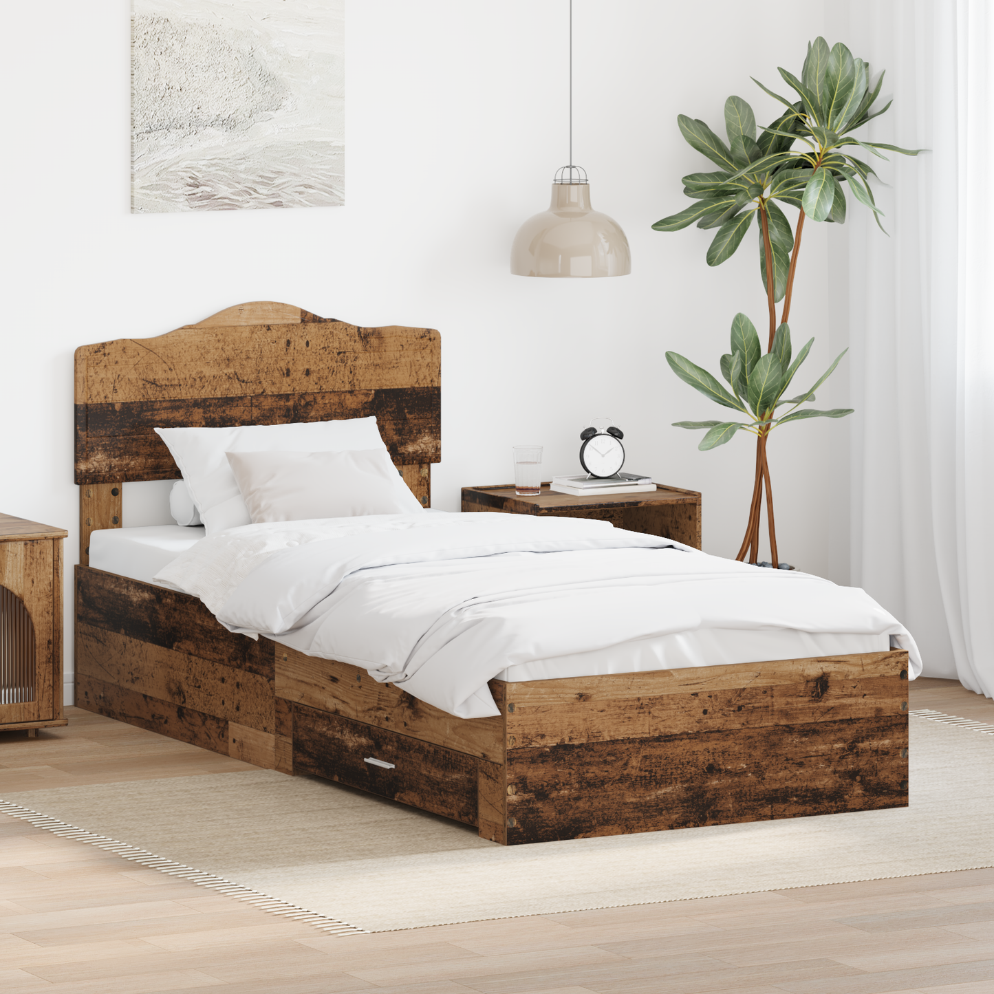 Bed Frame with Headboard Old Wood 100 x 200 cm Engineered Wood