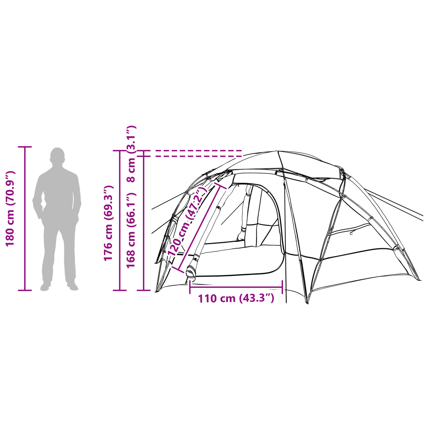 Dome Tent with Removable Rainfly Green 4-Person