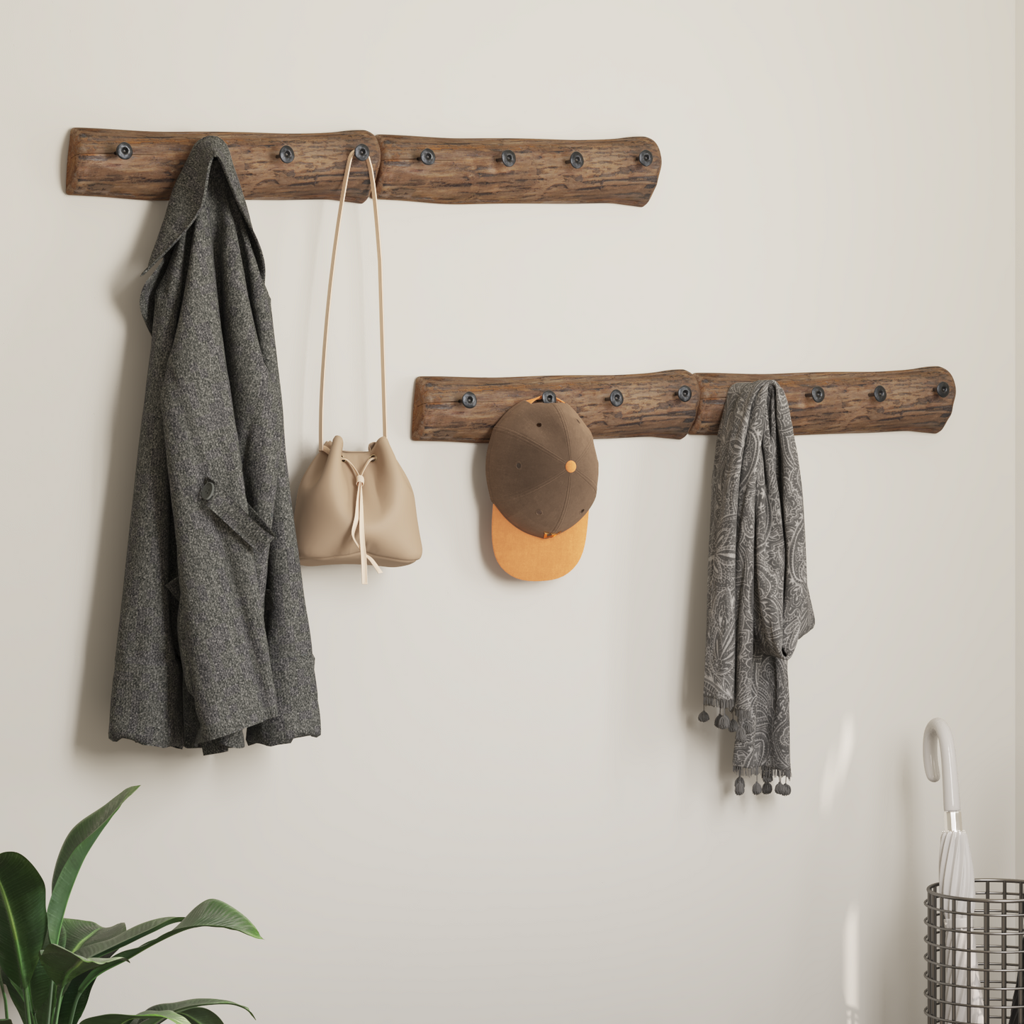 Hanger Brown 50 x 8 x 12 cm Solid Reclaim Wood