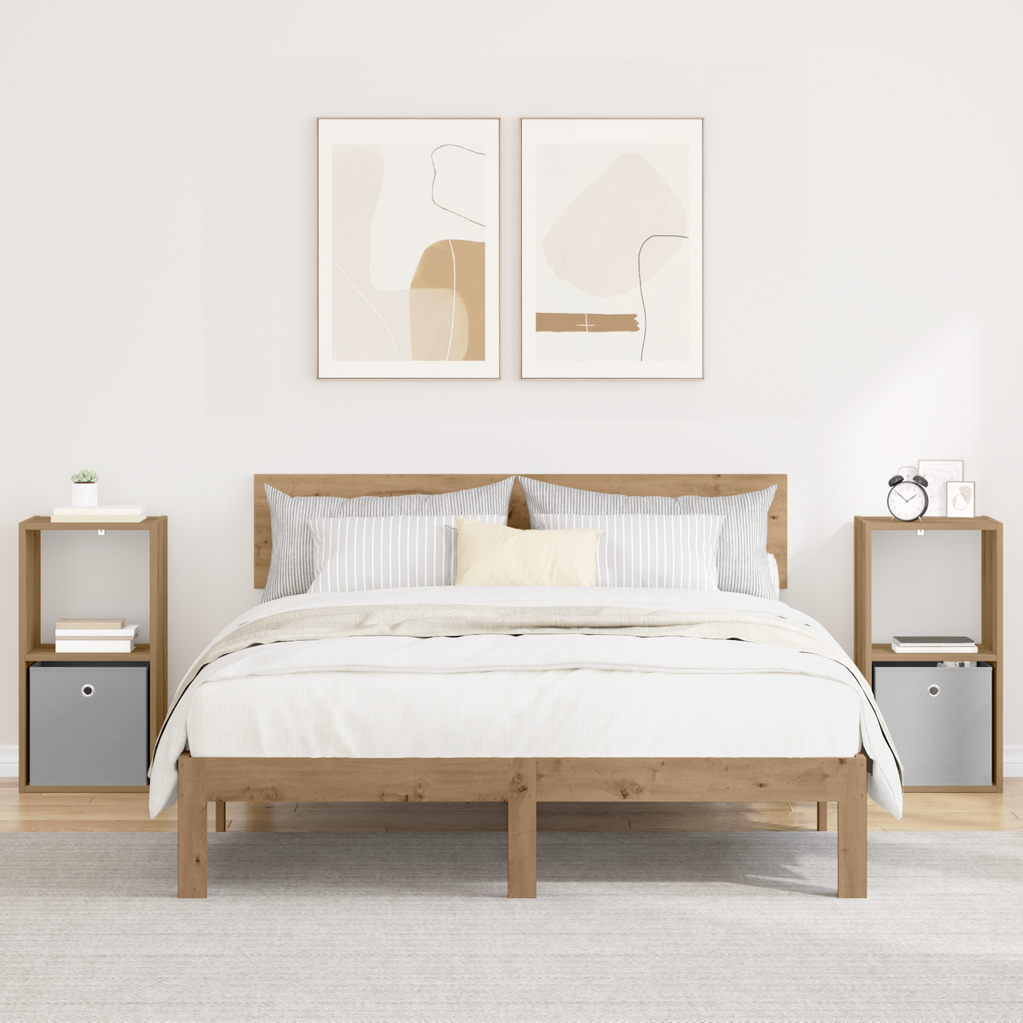 Bedside Table with Drawer 2 pcs Artisan Oak 35 x 32 x 68.5 cm