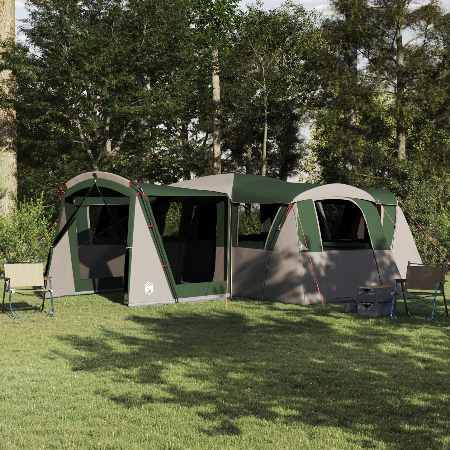 Family Tent 20-Person Green and White 745 x 700 x 217 cm