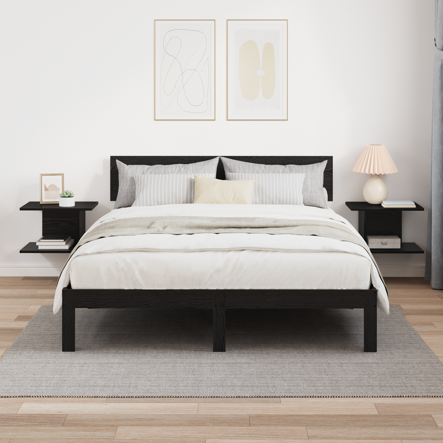 Bedside Table 2 pcs Black Oak 40 x 30 x 25 cm Engineered Wood
