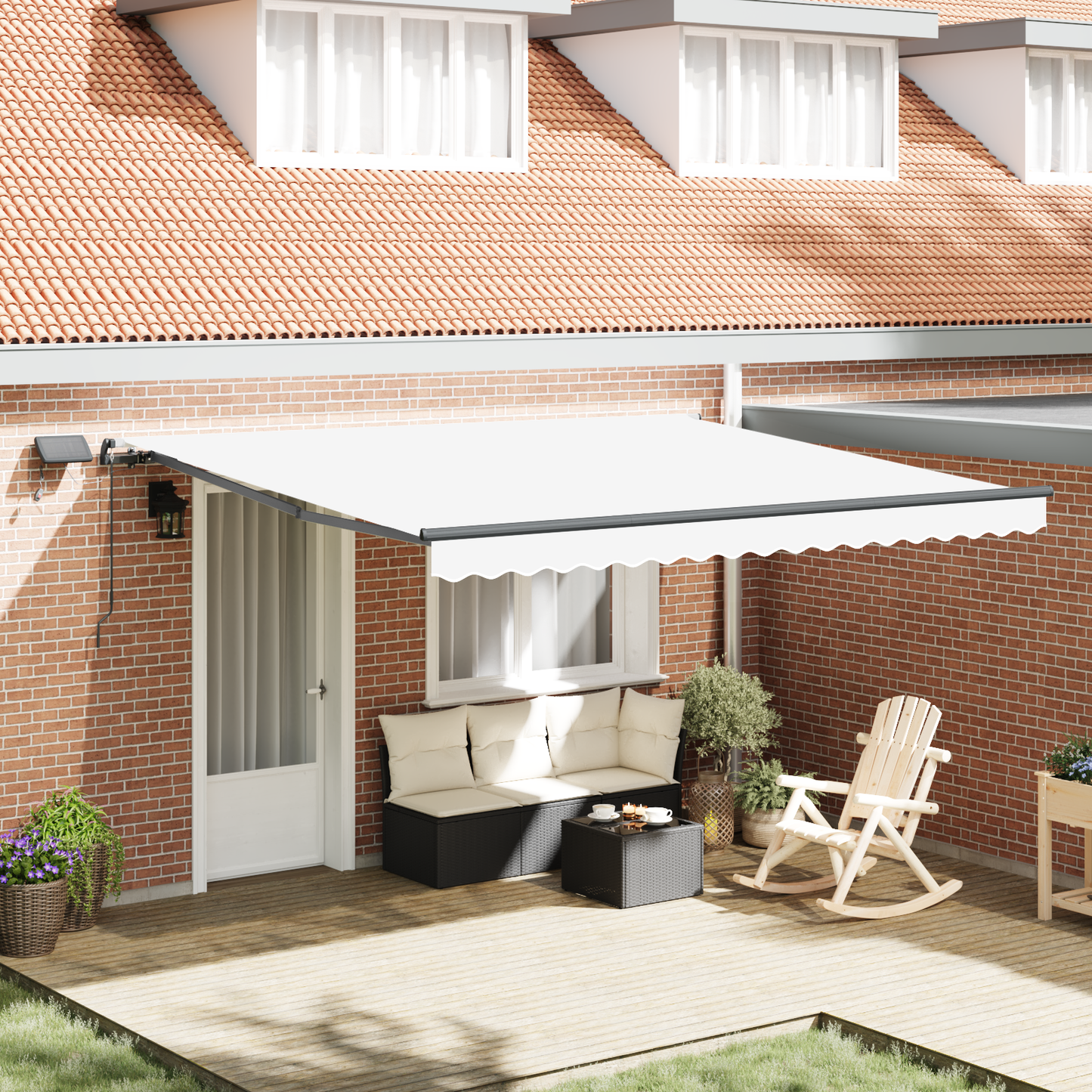 Retractable Awning White 400 x 350 cm Fabric and Aluminium