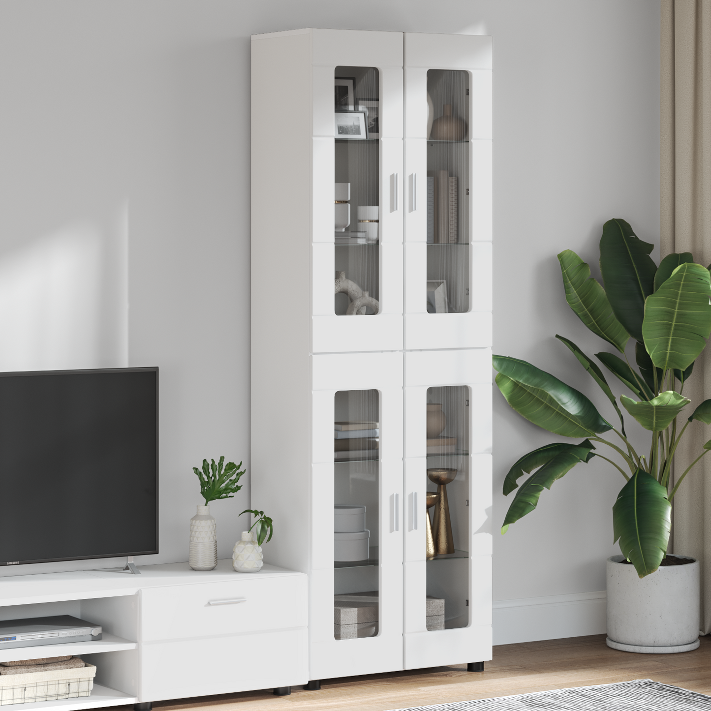 Highboard FLORIN White 60 x 35 x 182 cm Engineered Wood