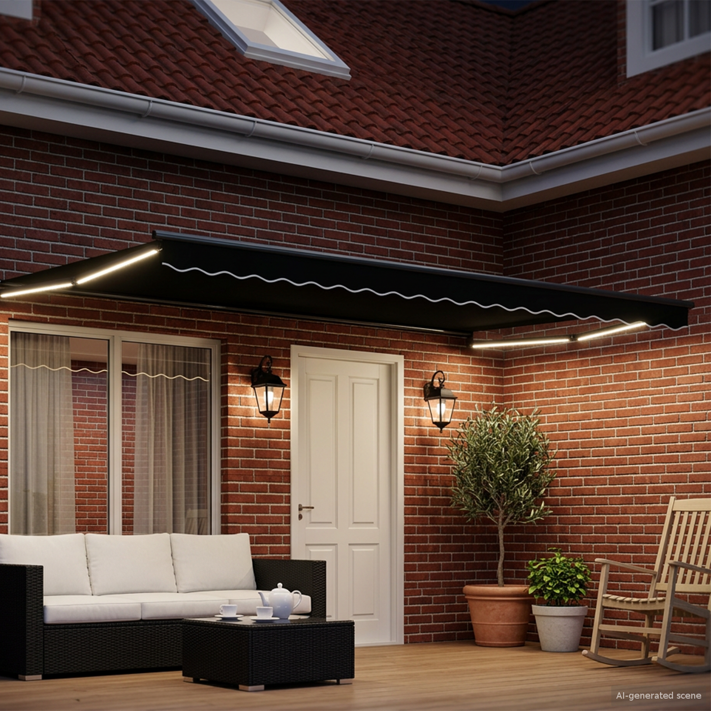 Manual Retractable Awning with LEDs 4 x 3 m