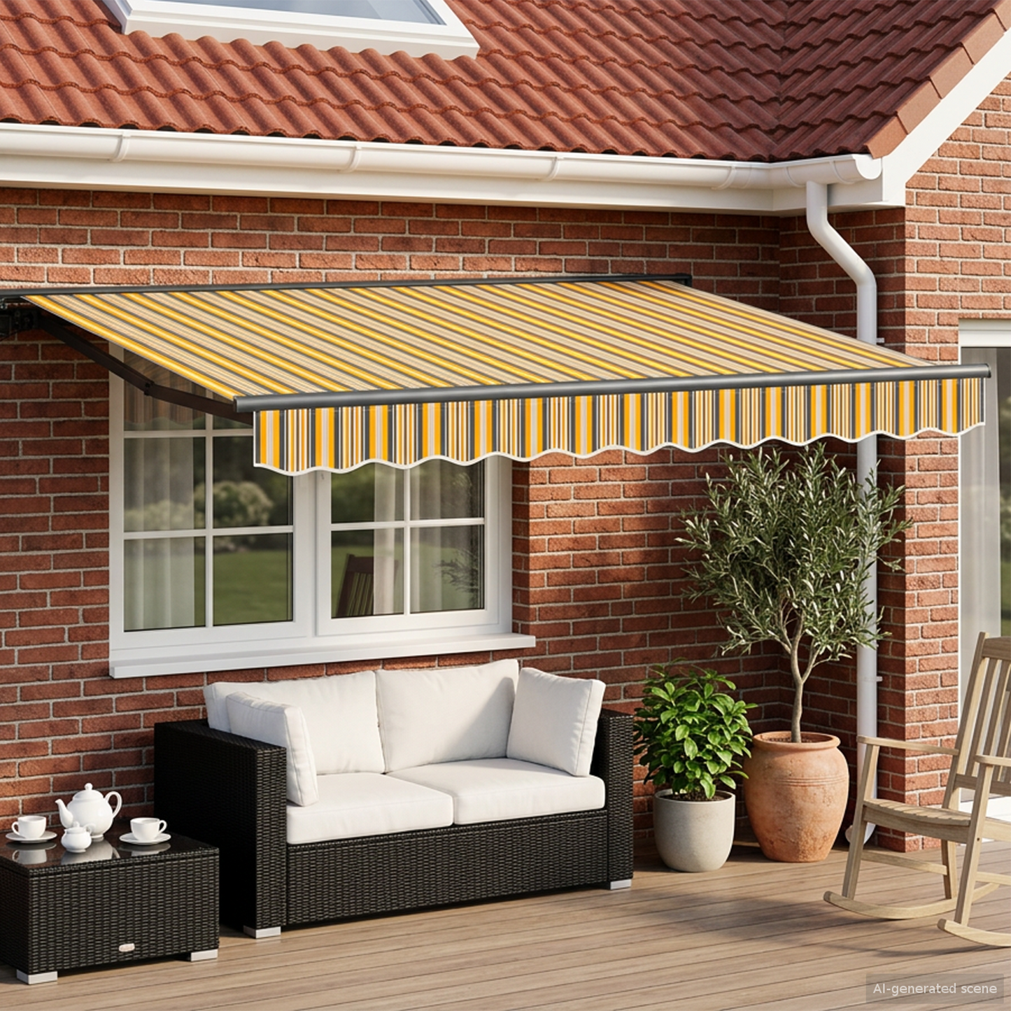 Electric Retractable Awning 2.5 x 2 m Polyester with PU coating