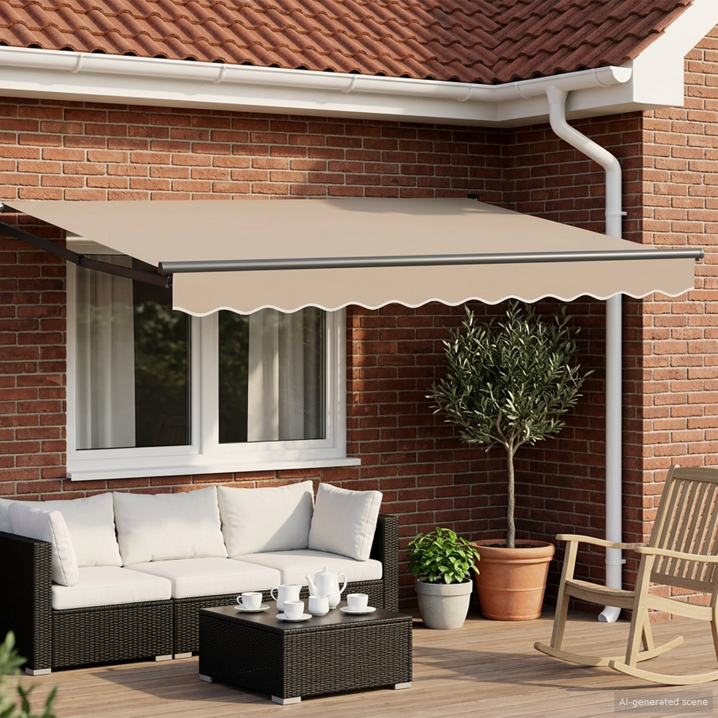 Manual Retractable Awning with LEDs 3.5 x 2.5 m