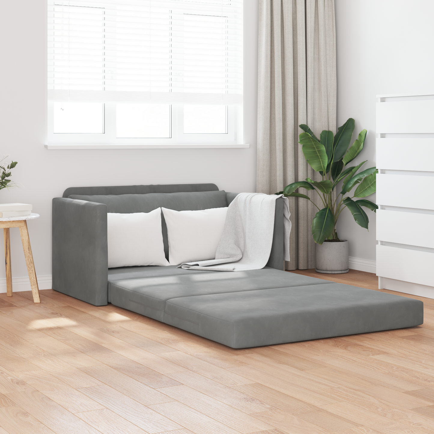 Folding Sofa Bed Dark Grey 124 x 71 x 78 cm Velvet