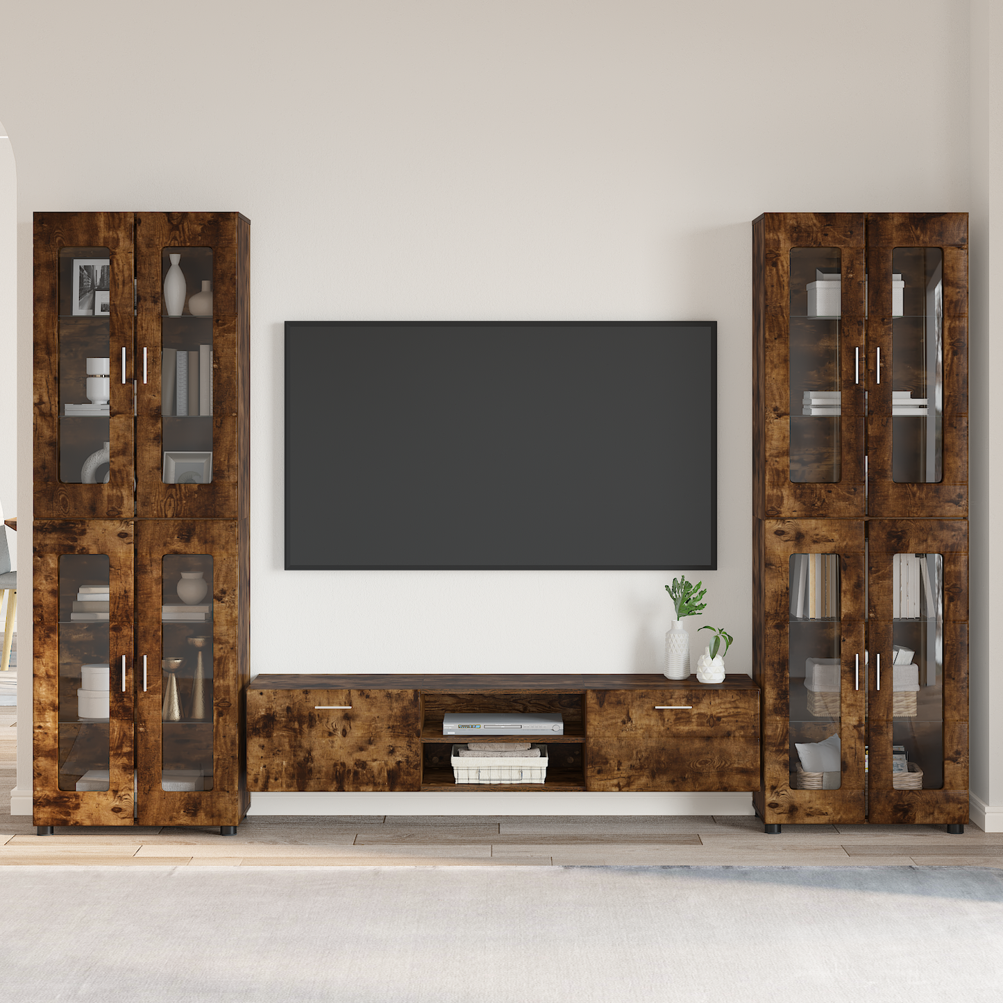 TV Cabinet Set FLORIN 3 pcs Smoked Oak Engineered Wood