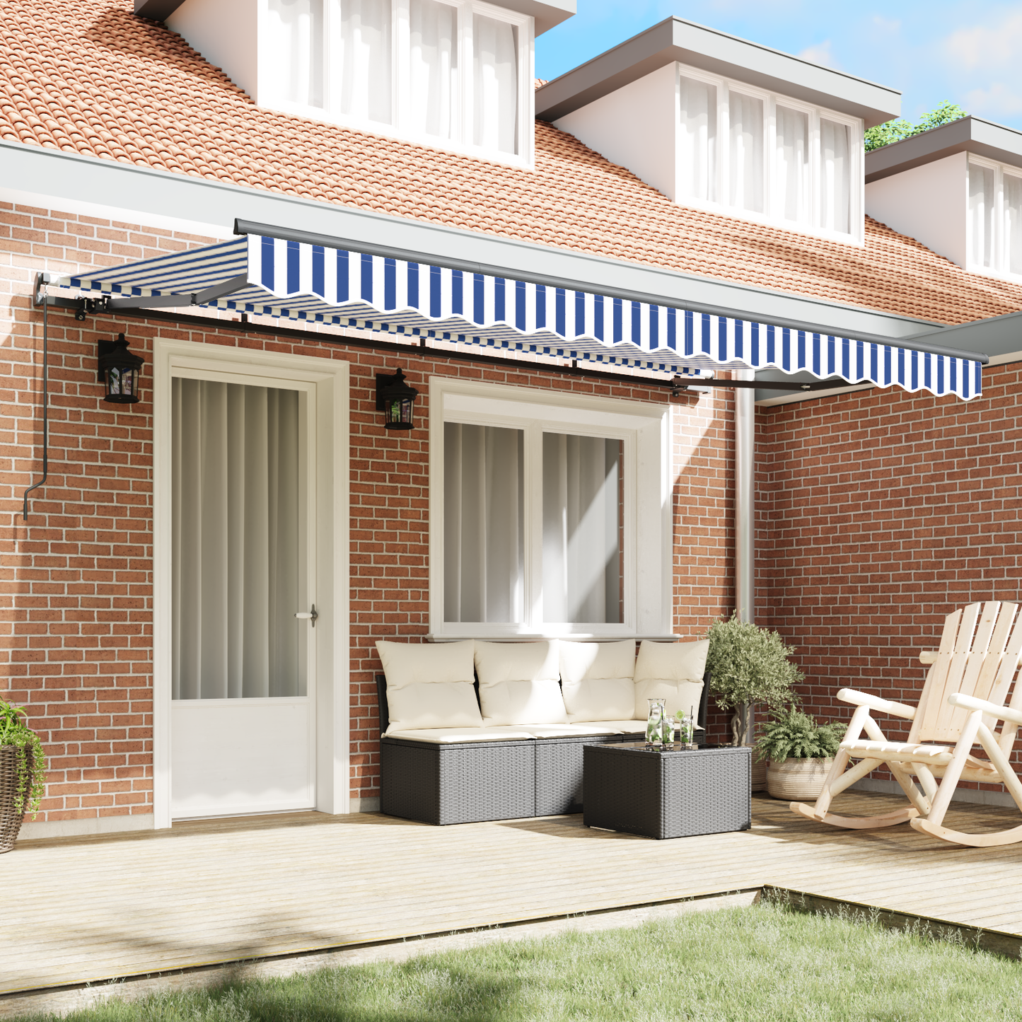 Retractable Awning Blue 400 x 200 cm Fabric