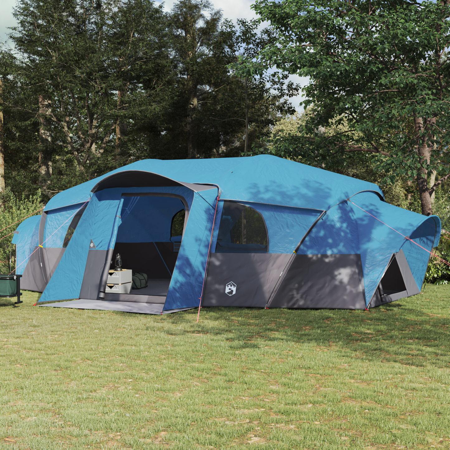 Family Tent with Rainfly Water-resistant tunnel Blue 18-Person
