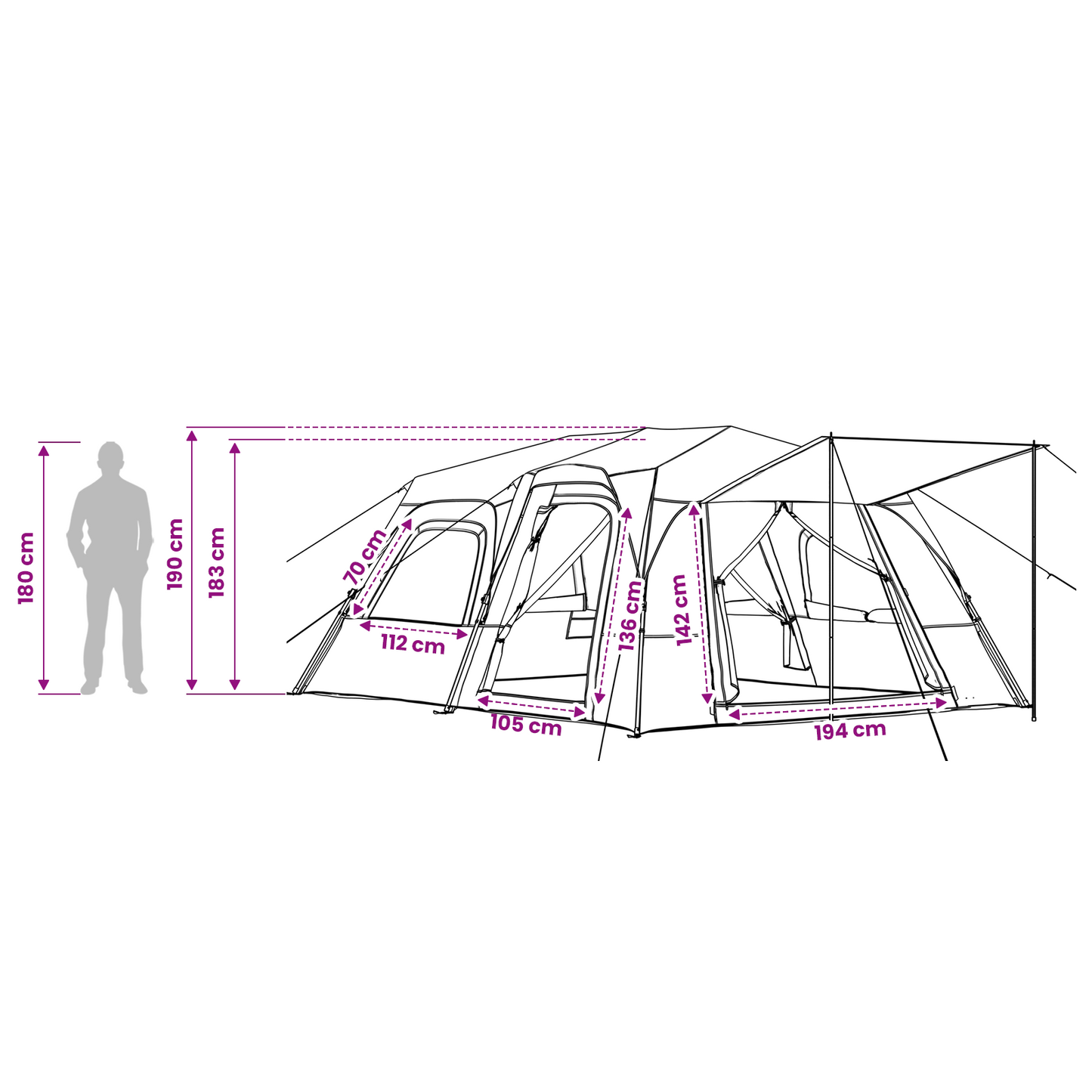 Instant Tent Green 8-Person 185T Polyester with PU Coating