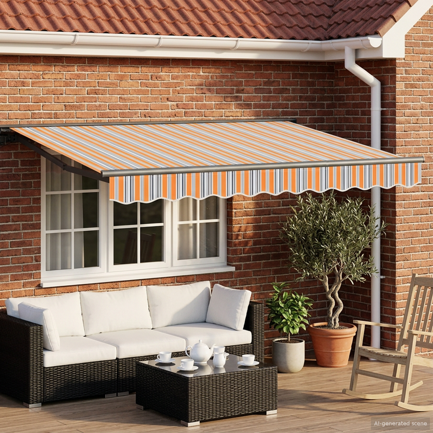Electric Retractable Awning 3 x 2.5 m Polyester with PU coating