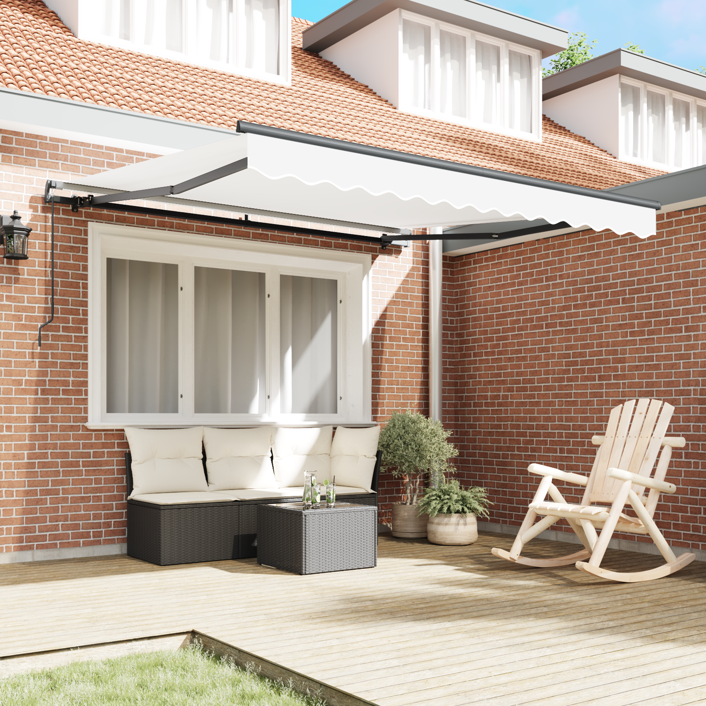 Retractable Awning White 350 x 250 cm Polyester and Aluminium