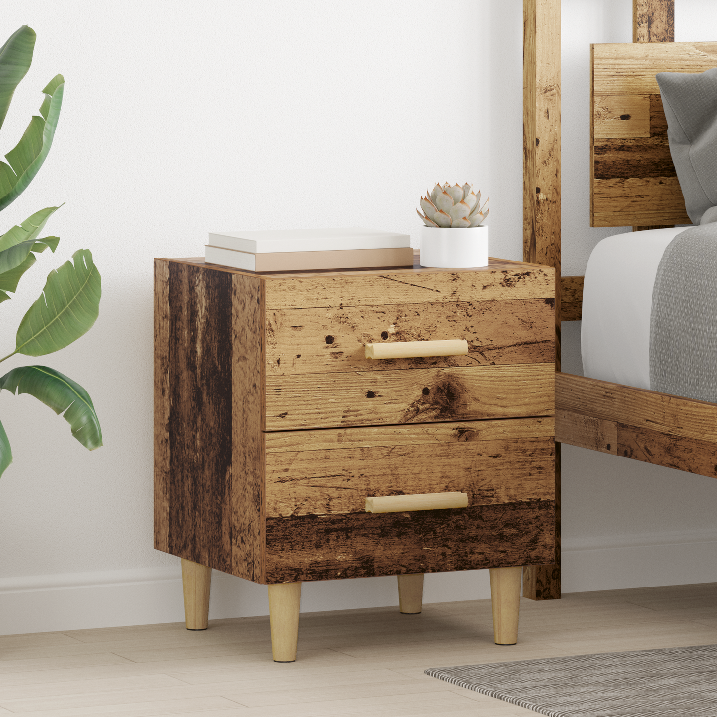 Bed Cabinet 2 pcs Old Wood 40 x 35 x 47.5cm Engineered Wood