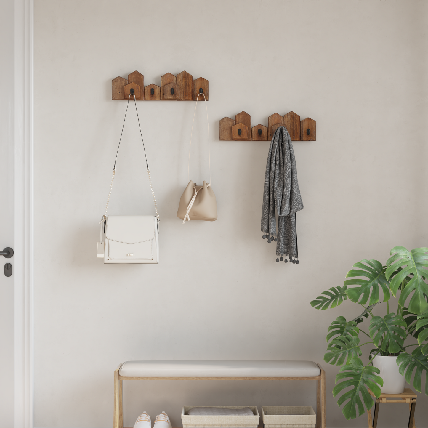 Hanger Brown 48 x 8 x 15 cm Solid Mahogany Wood