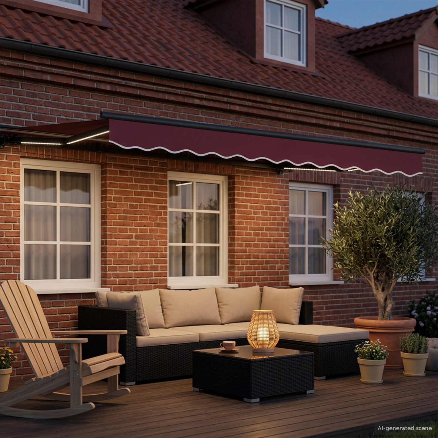 Manual Awning Frame with LEDs 3.5 x 2.5 m